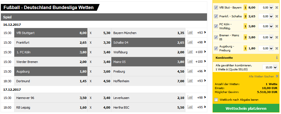 Kombiwetten bei Interwetten